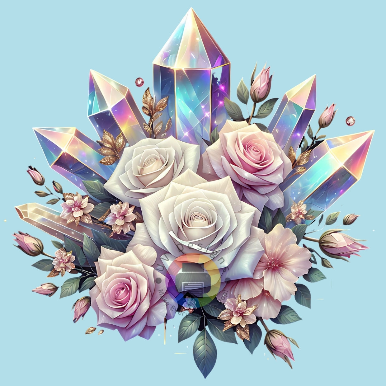 7 cm Crystals with roses no. 1