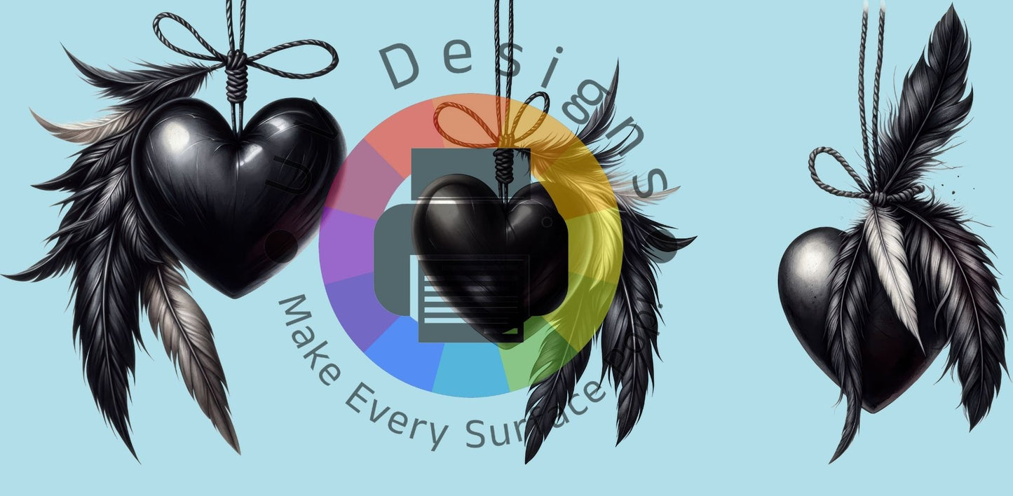 16oz Zwarte harten , touw en veren