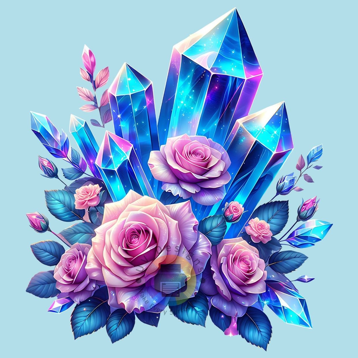 7 cm Crystals with roses no. 2