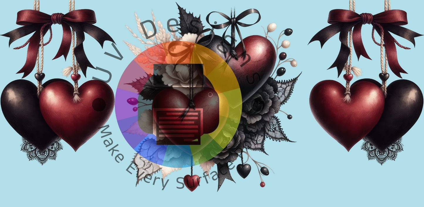 16oz Zwart & bordeaux harten