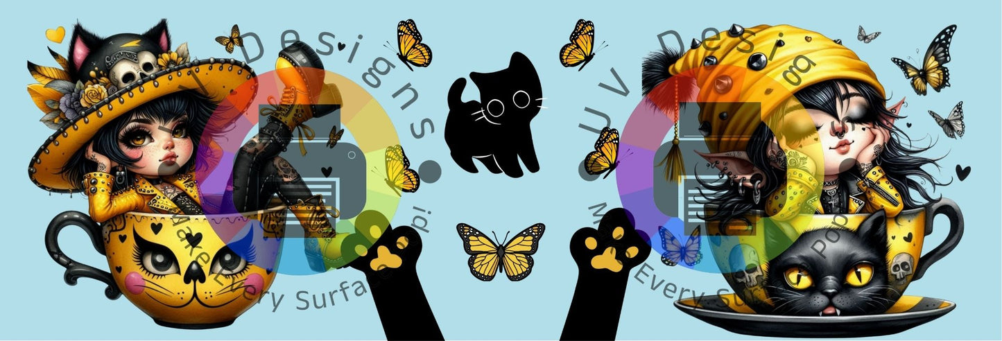 11oz Gothic gnome meisjes in mok - geel