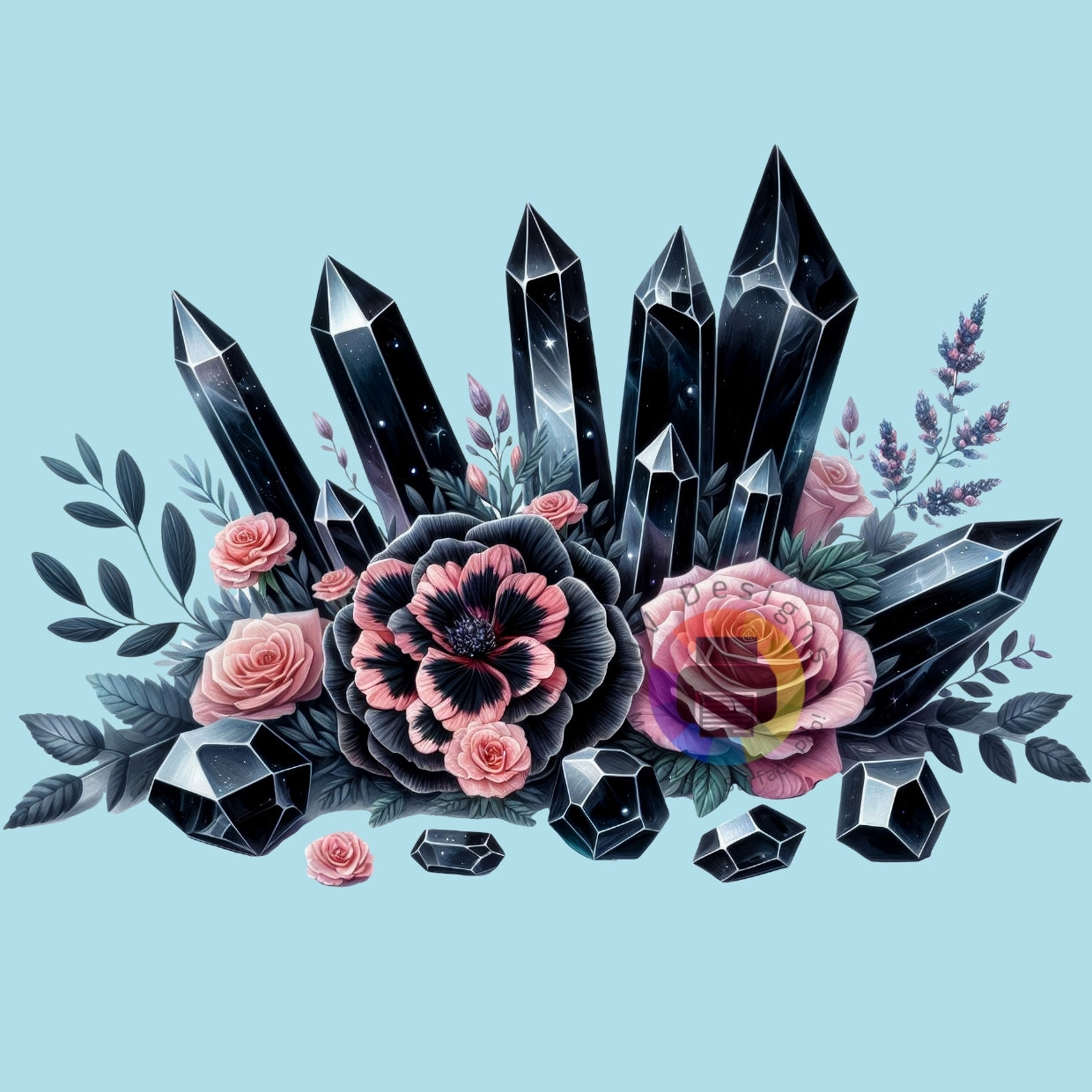 7 cm Crystals with flowers no. 1