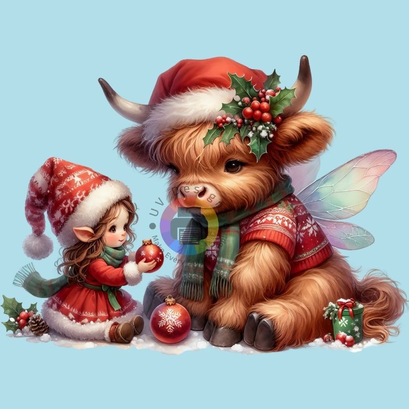 12 cm Christmas fairy with cow no. 2