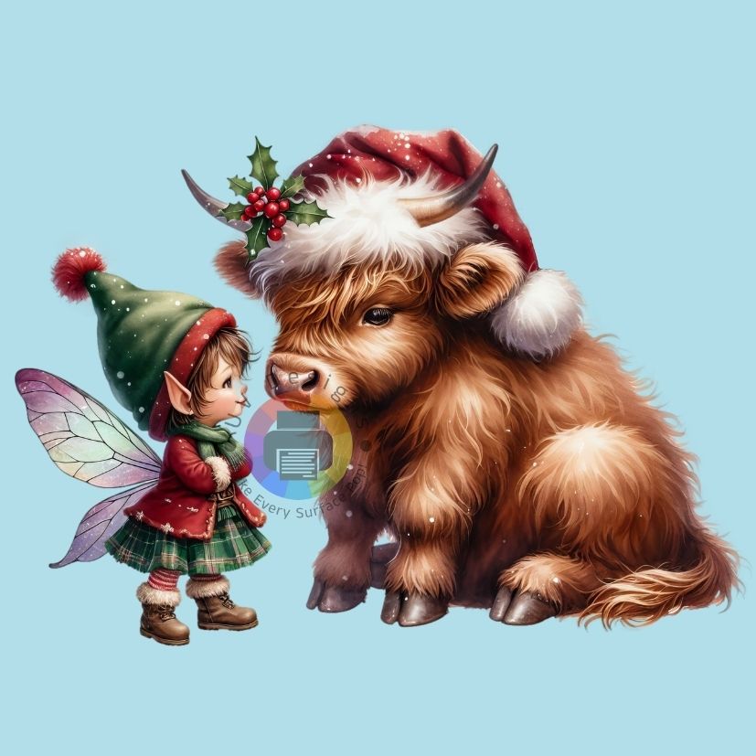 12 cm Christmas fairy with cow no. 3