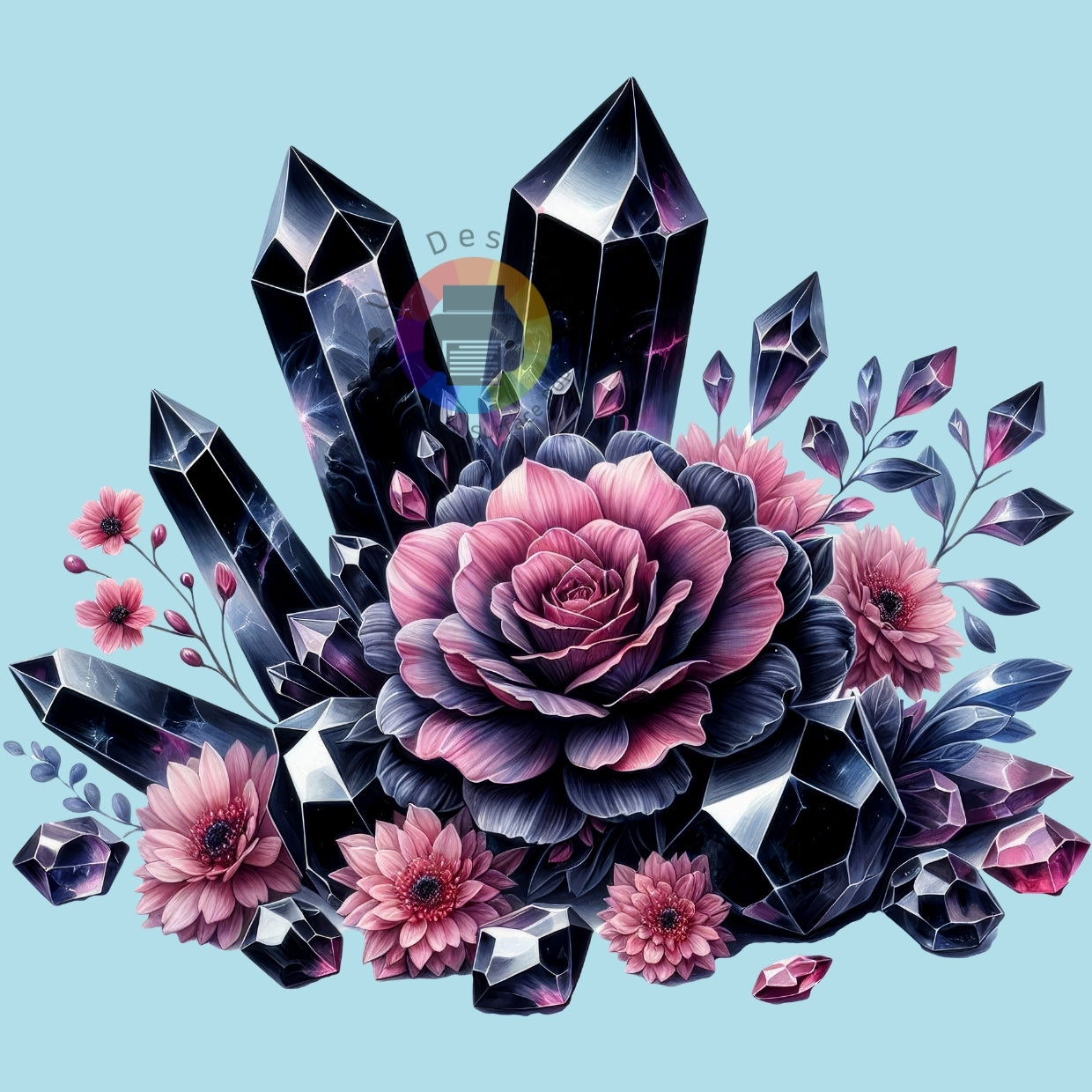 7 cm Crystals with flowers no. 5
