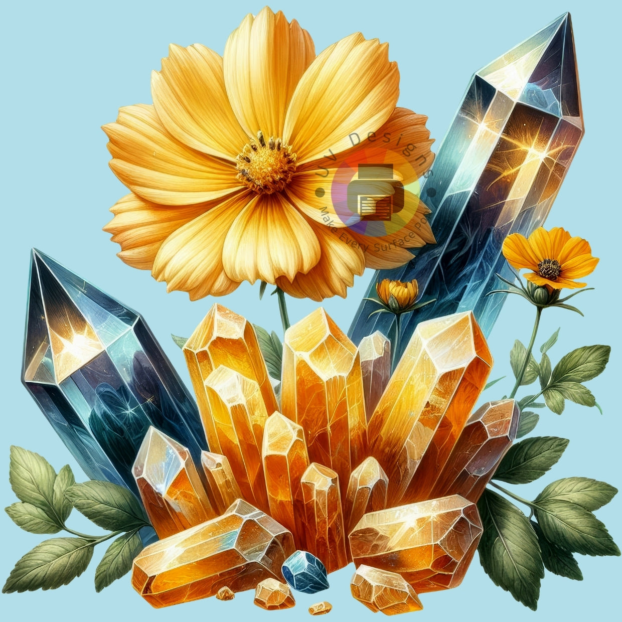 7 cm Crystals with flowers no. 7