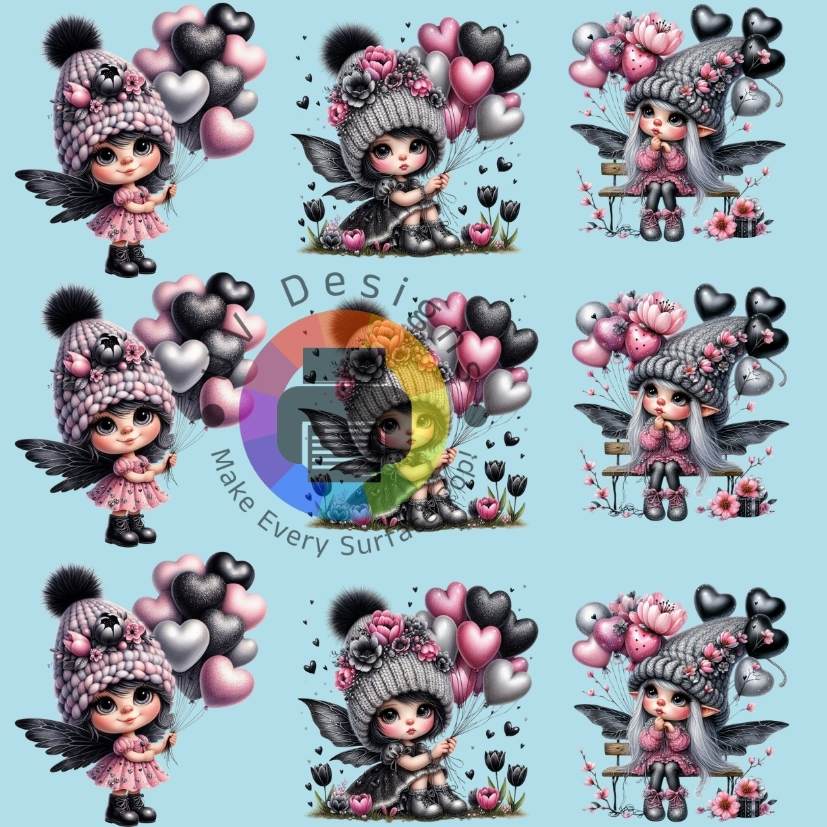 4 cm Kabouter meisje met hartjes ballonnen