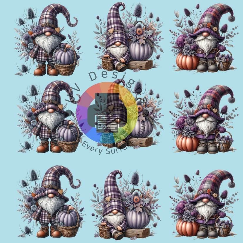 4 cm Kabouters met pompoen - paars nr 2