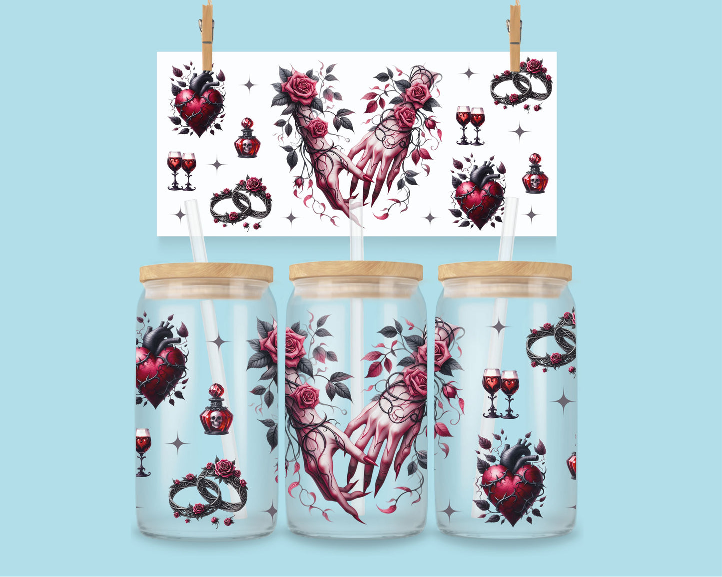 16oz Valentine red roses wrap