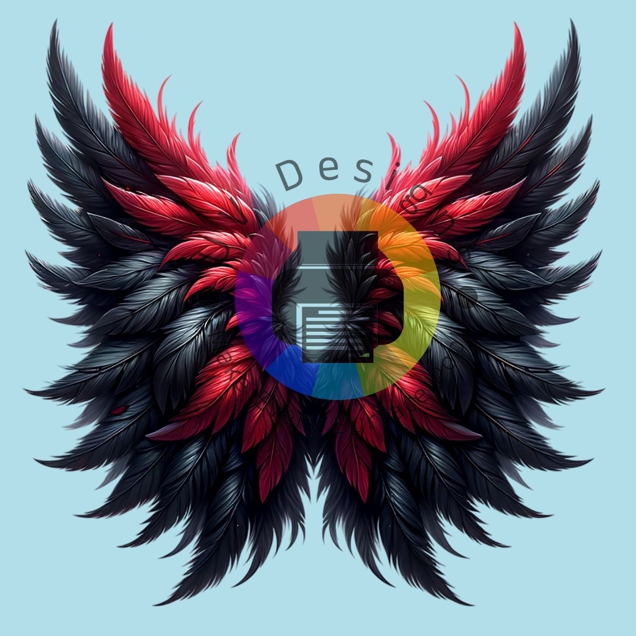 Zwart - rode engel vleugels