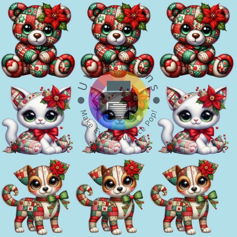 4 cm Christmas patched animals nr 1