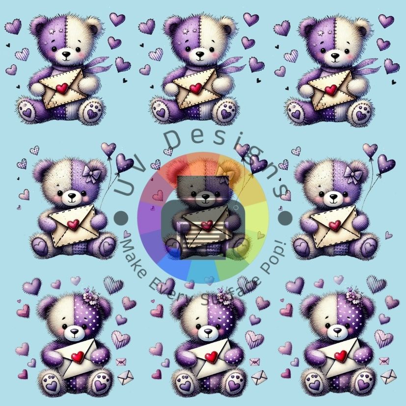 4 cm Love teddy - paars beige