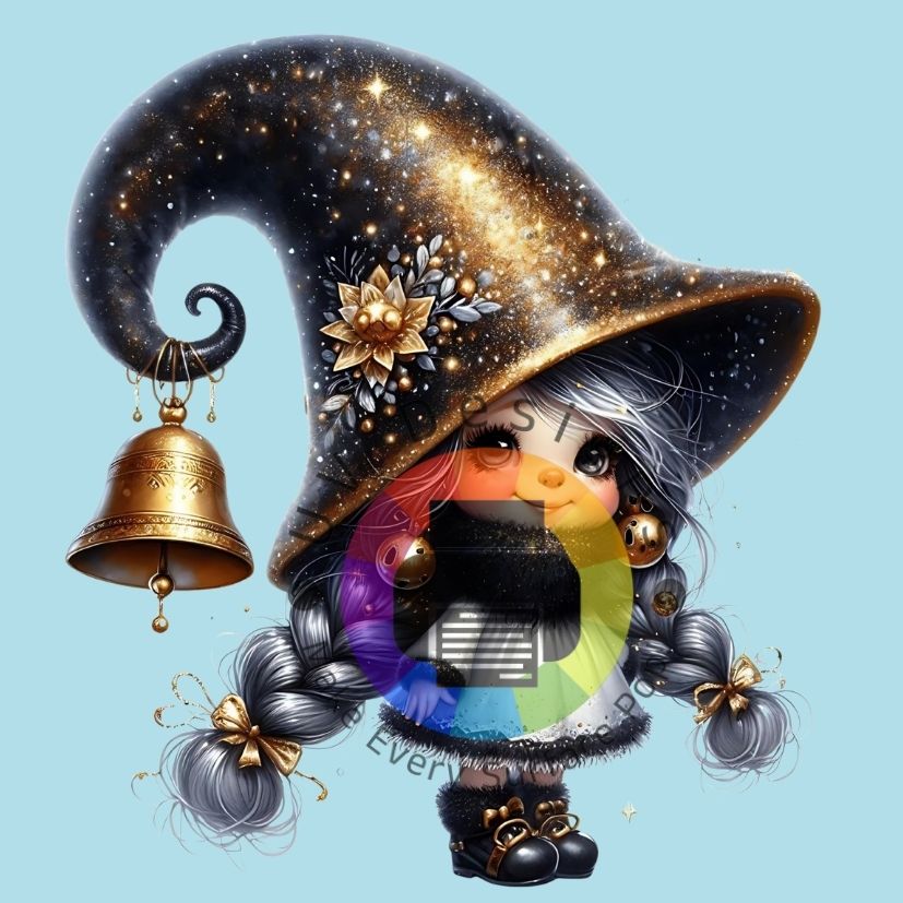 Zwart - goud kerst gnome meisje nr 4