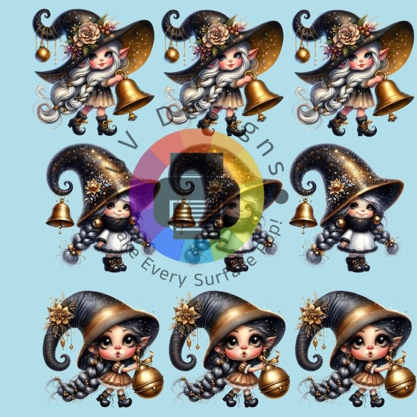 4 cm Zwart - goud kerst gnome meisje