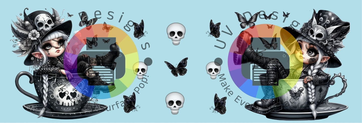 11oz Gothic gnome. meisjes in mok - zwart