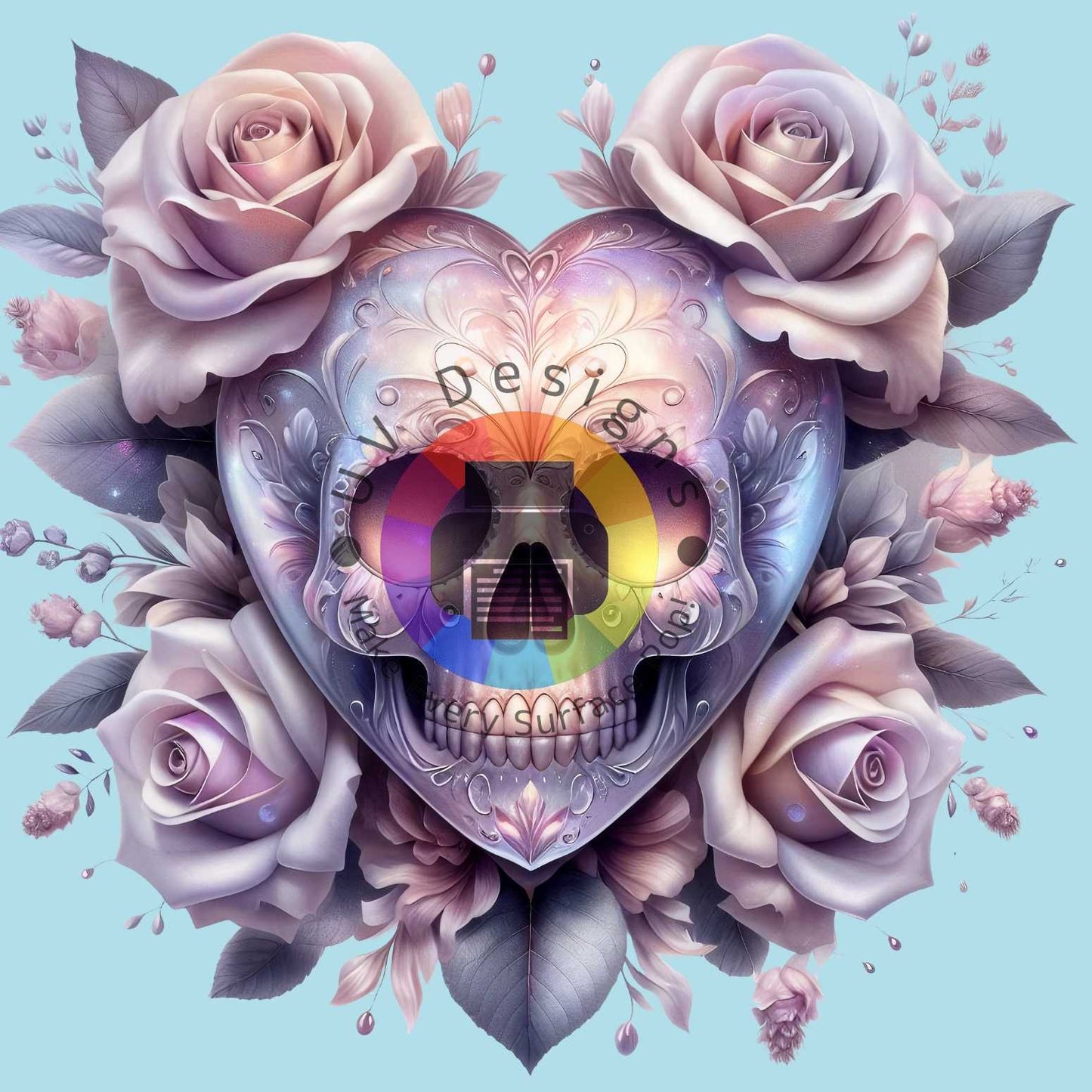 12 cm Skull hart met rozen