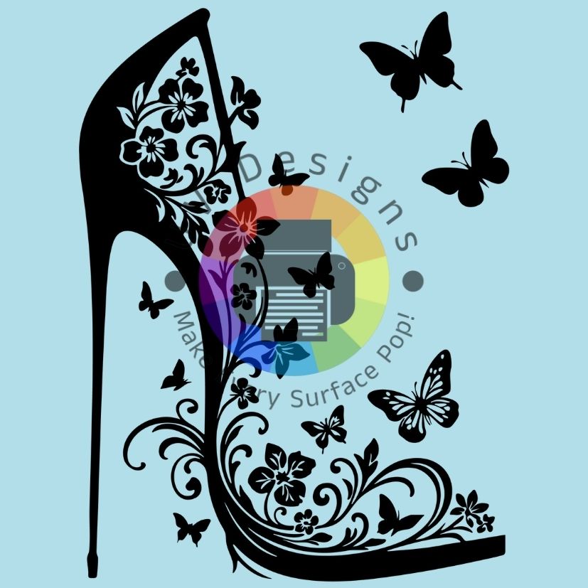 Zwarte stiletto - vlinders