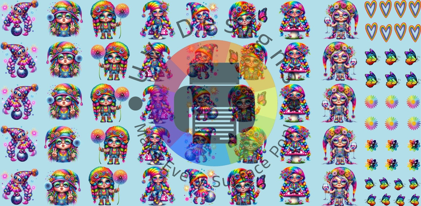 16oz Mini Regenboog hippie gnomes