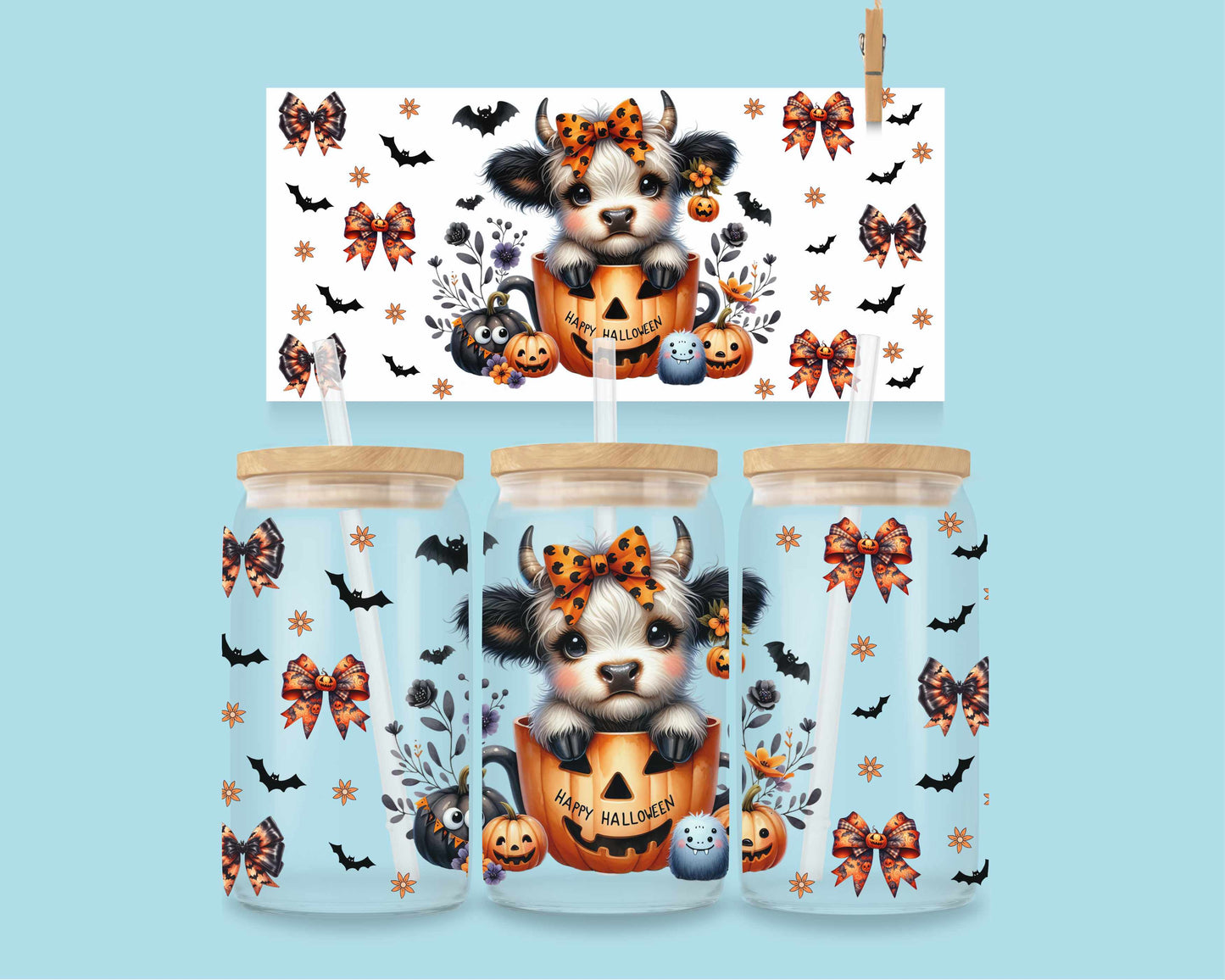 16oz Halloween Cow in Pumpkin No. 2 (ENG + FR)