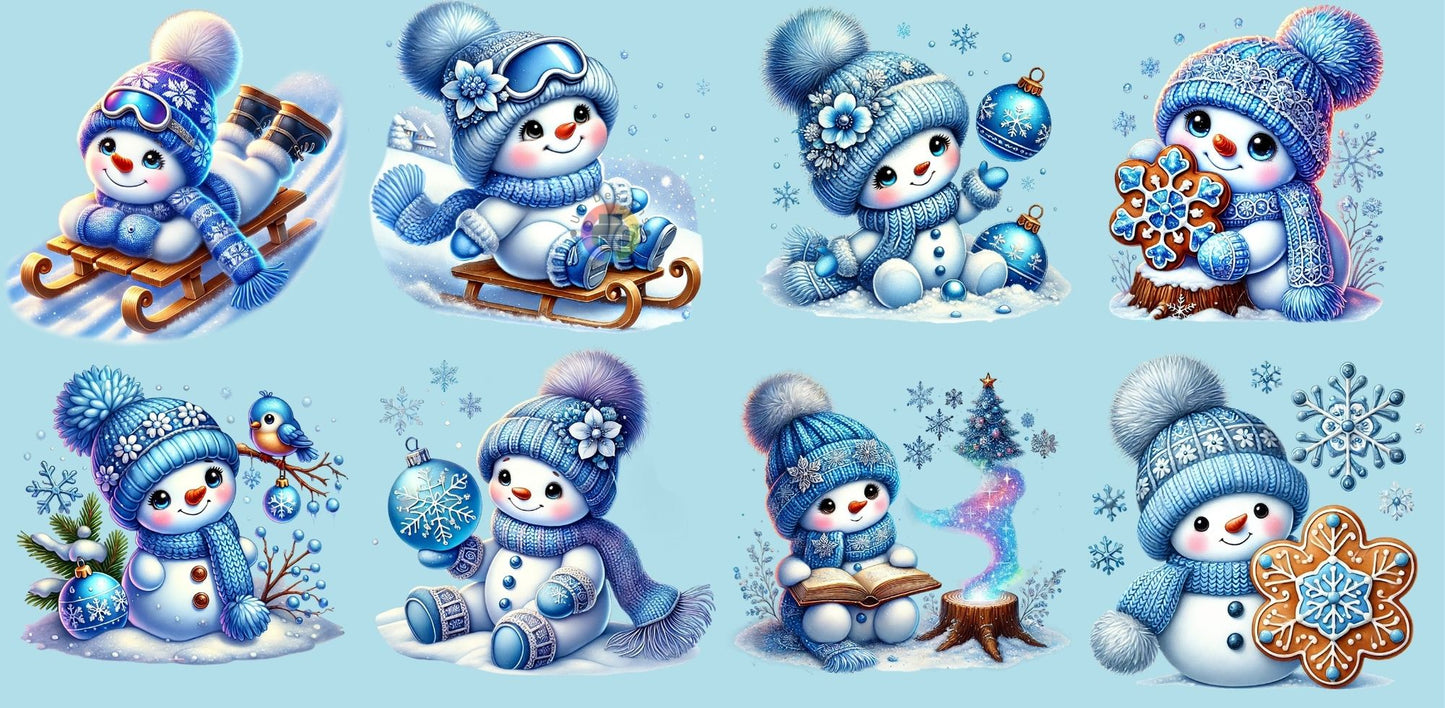 16oz Blue Snowmen