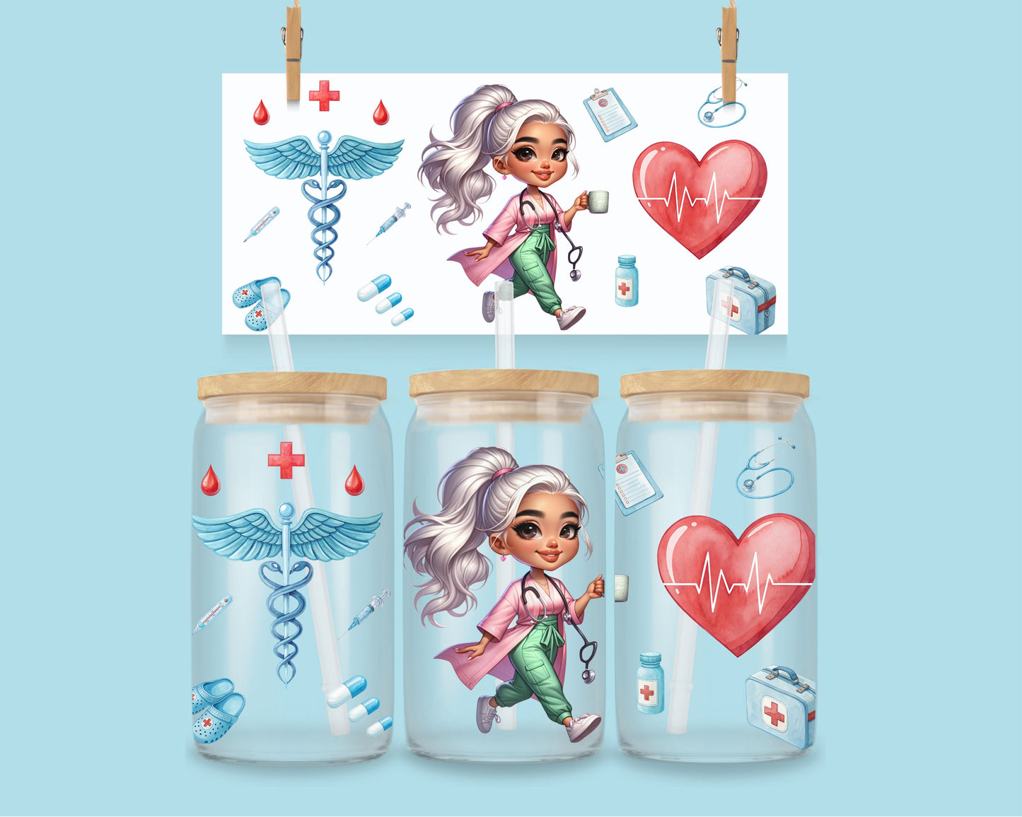 16oz Chibi Nurse - 4 Assorted