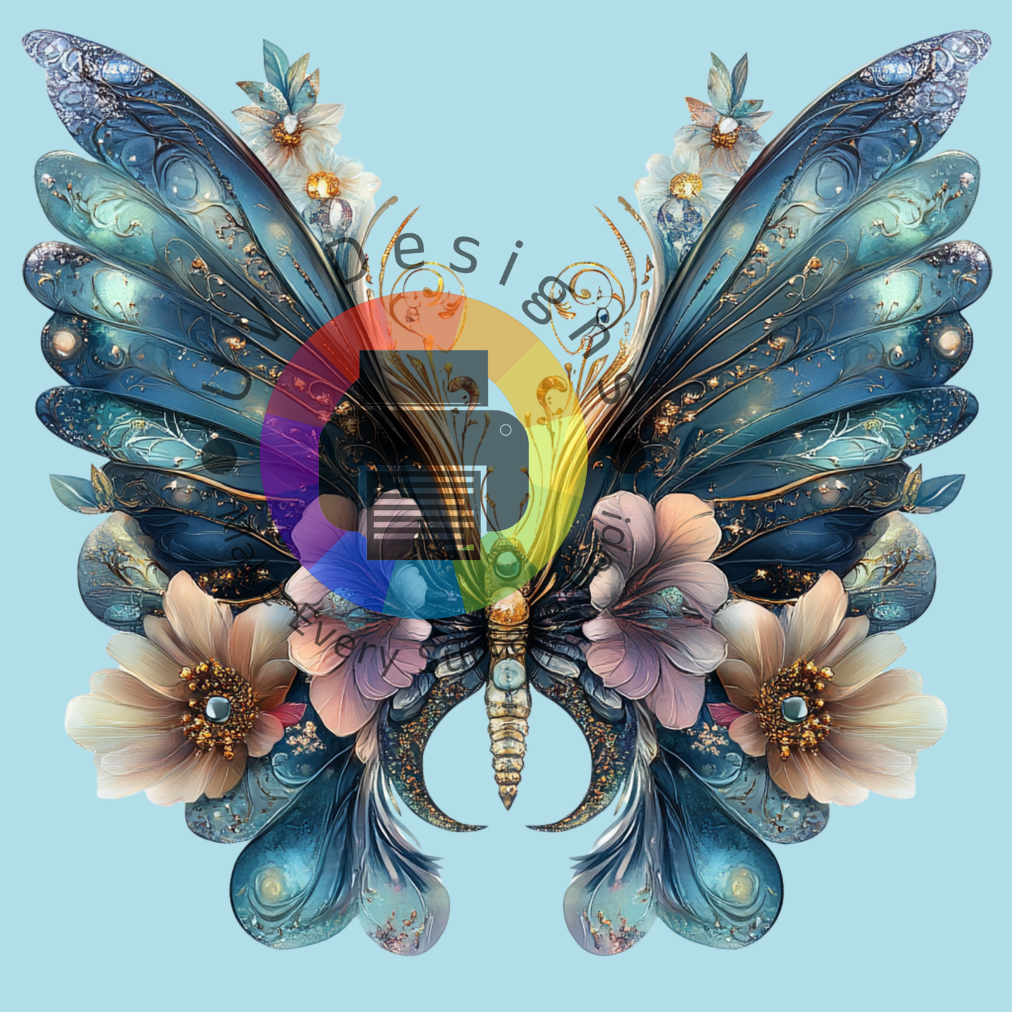 Floral vlinder blauw