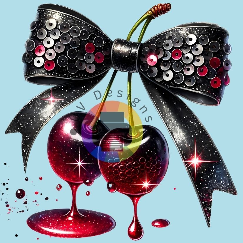 12 cm Rode kersen met zwarte strik