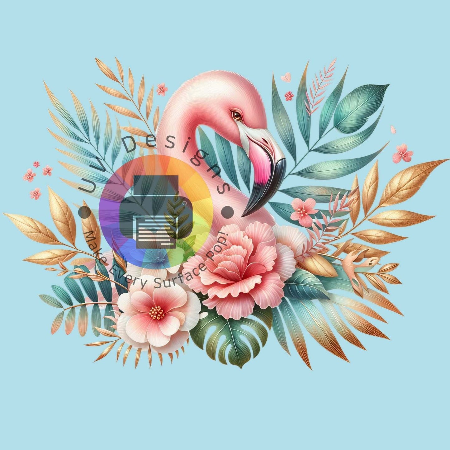 7 cm Flamingo met bloemen nr 3