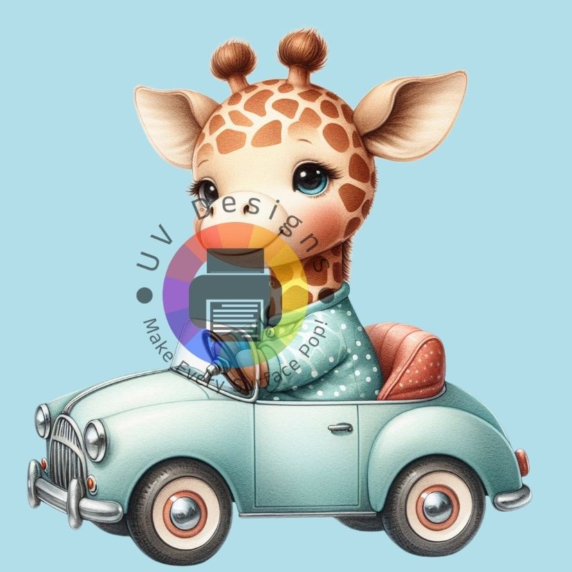 Kinder giraf - auto - blauw