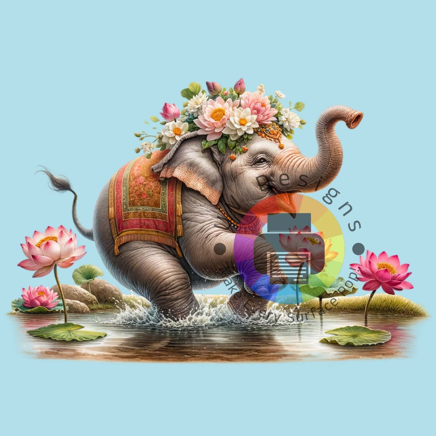 7 cm Olifant met bloemen nr 1