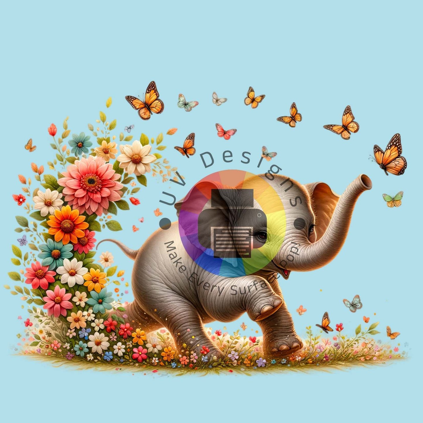 7 cm Olifant met bloemen nr 3