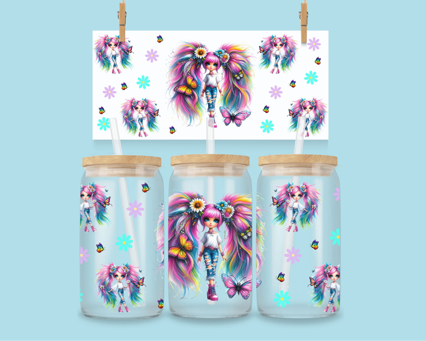 16oz Roze vlinder meisje nr 1