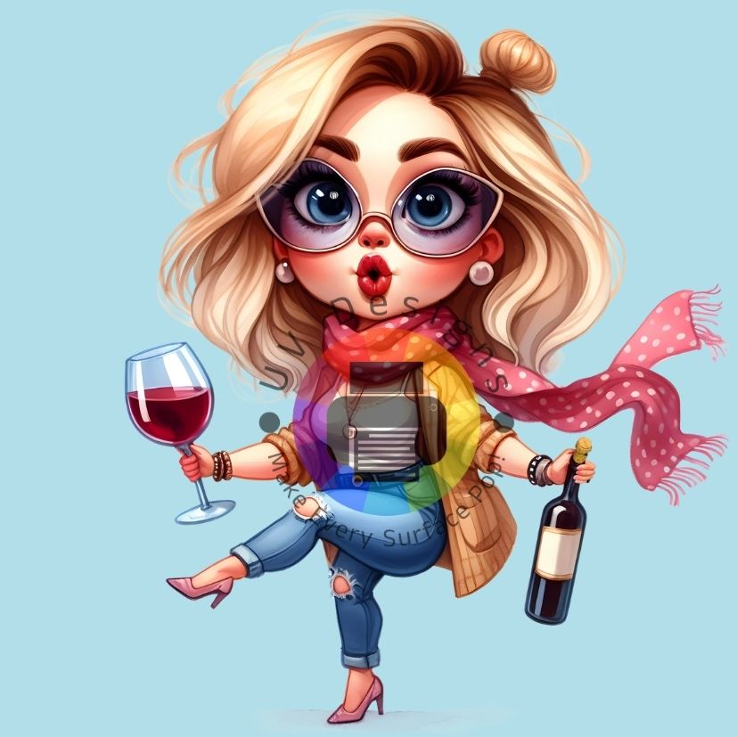 Vrouw met glas wijn - nr 6