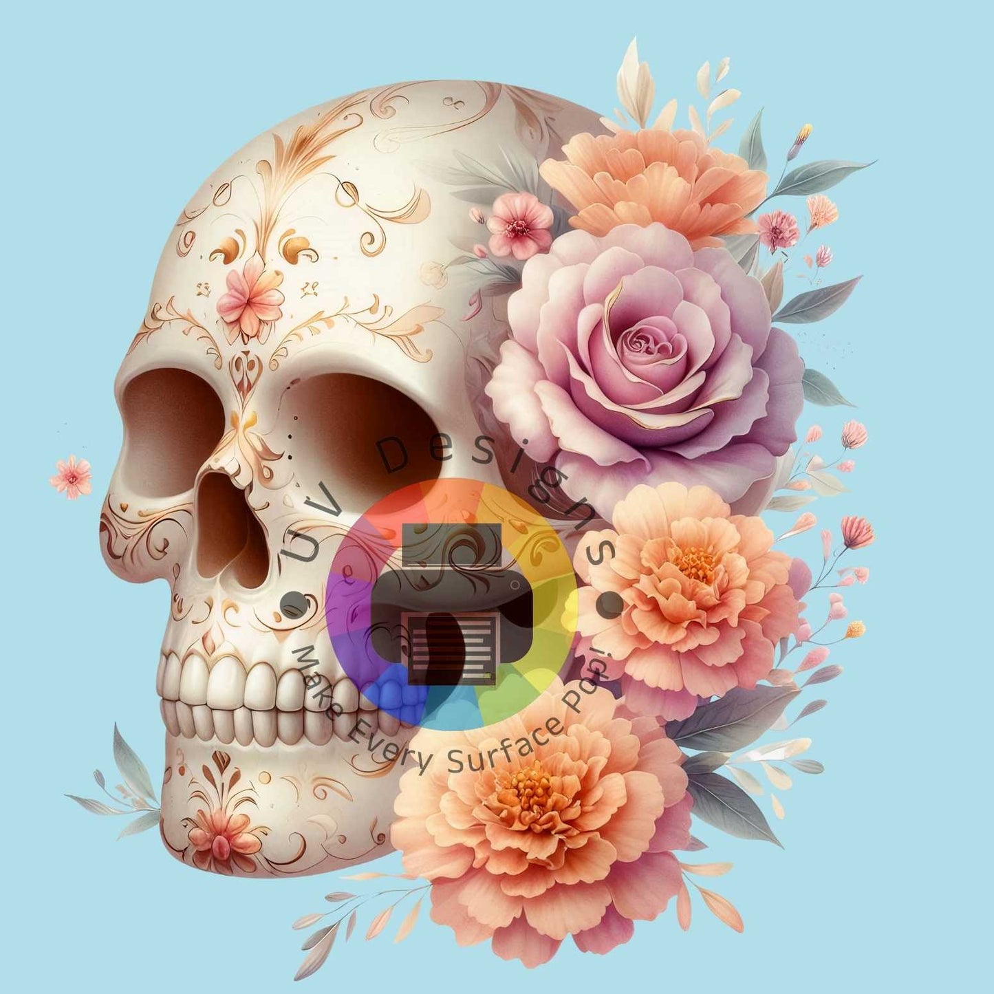 12 cm Skull bloemen nr 4