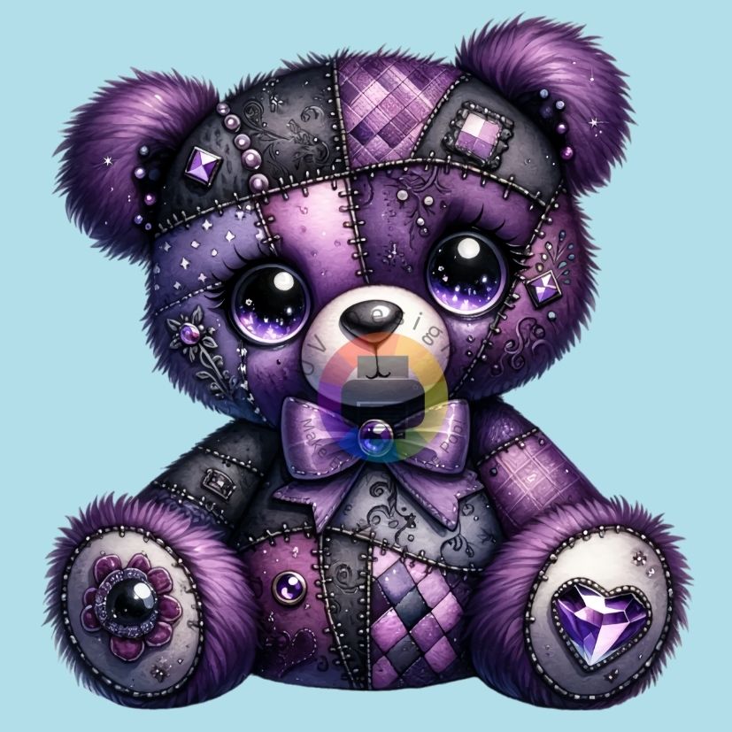 12cm Purple Gothic Teddy Bear