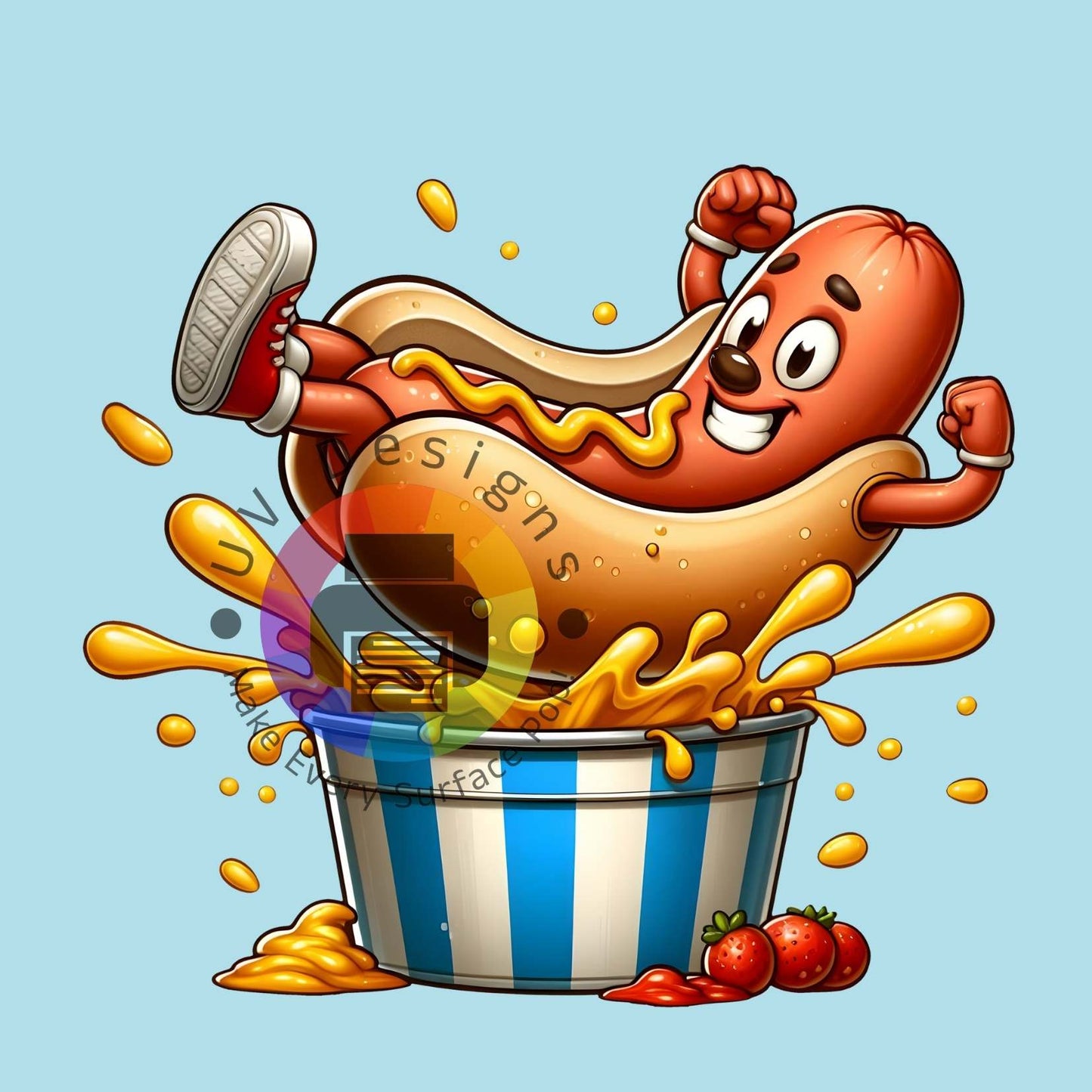 Hotdog op potje mosterd