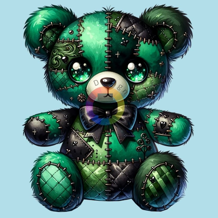 12 cm Groene gothic teddybeer