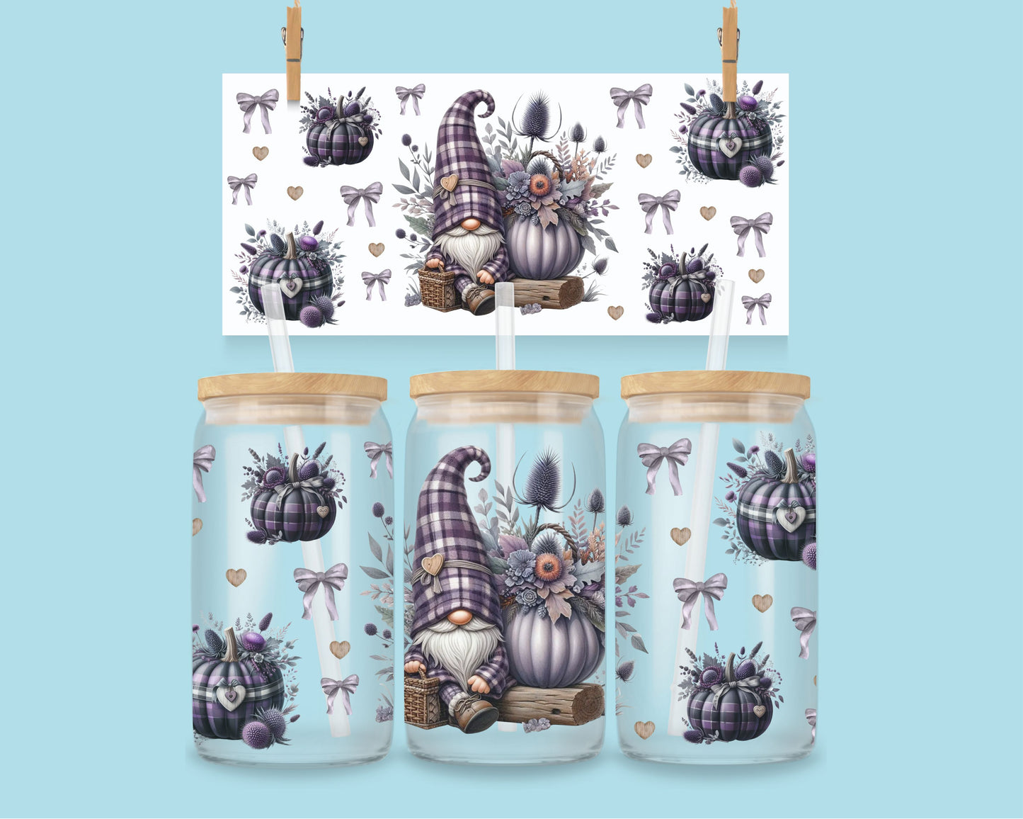 16oz Kabouters met pompoenen - paars nr 1