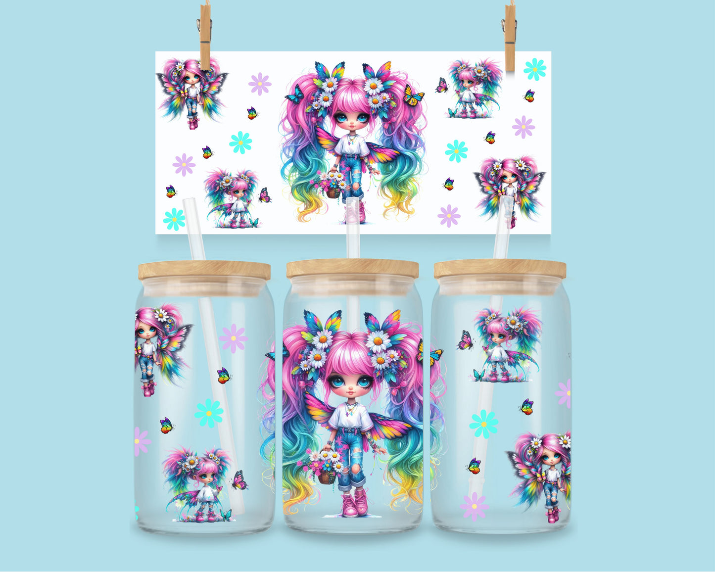 16oz Roze vlinder meisje nr 2