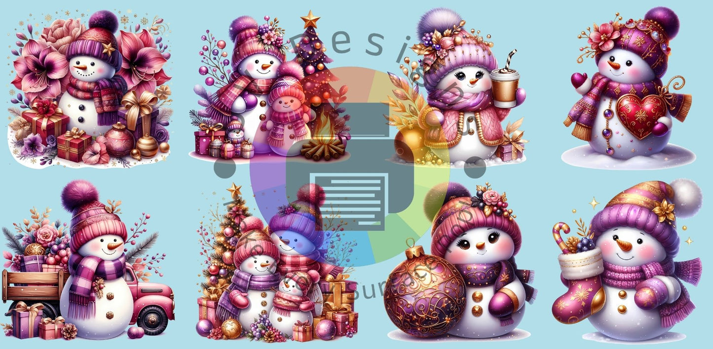 16oz Pink Snowmen