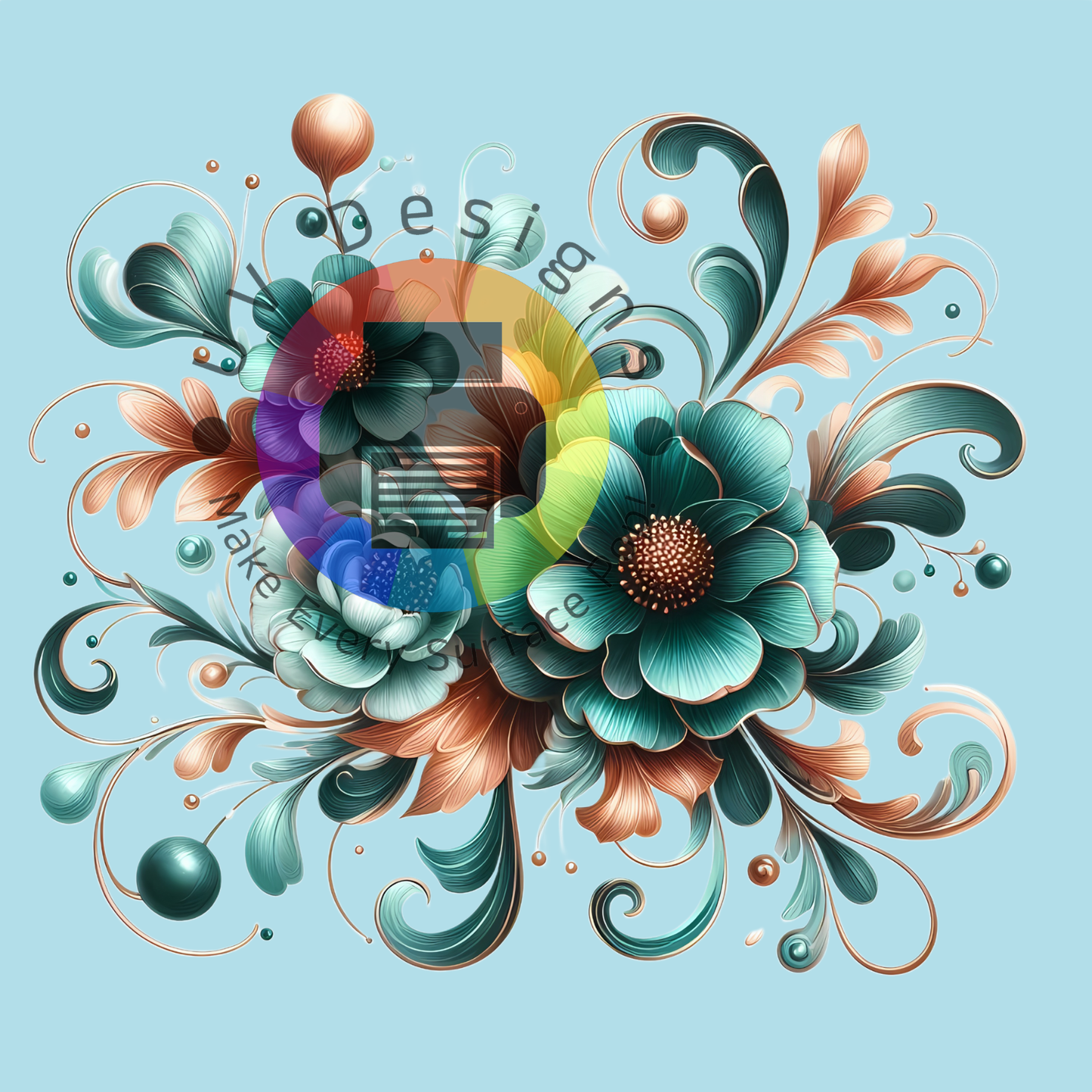 Groen - bruine bloemen set nr 1