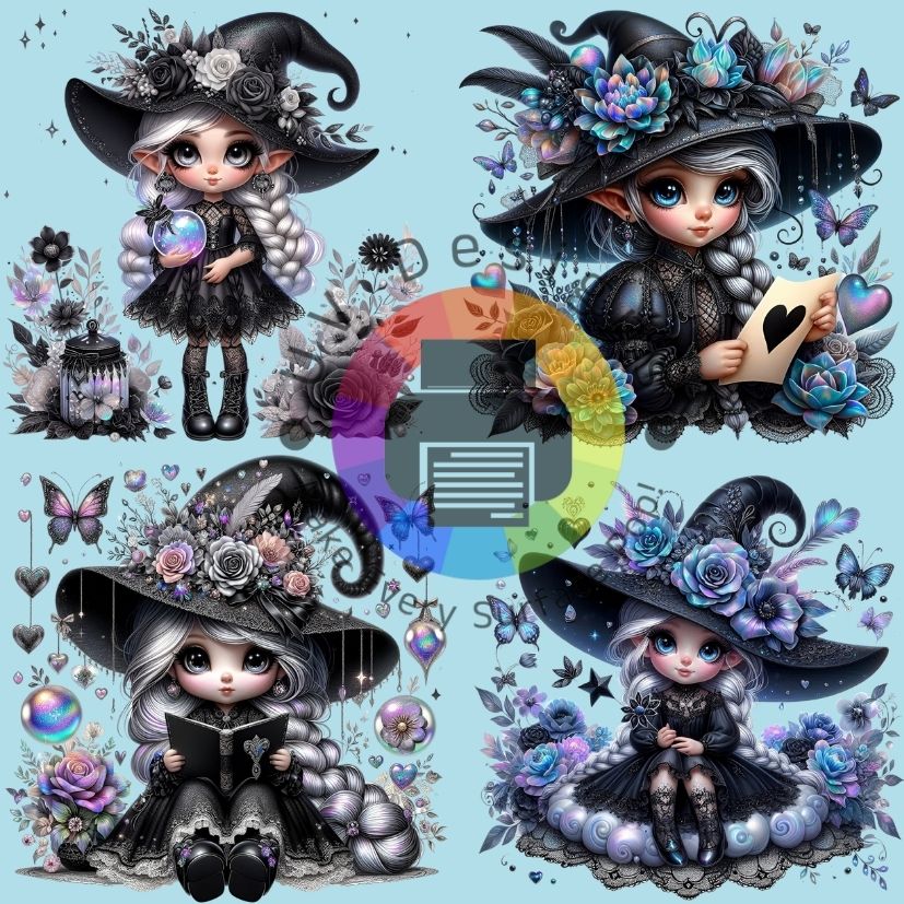 6 cm Elfen in het zwart - paars