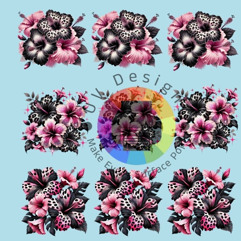 4 cm Leopard - roze hibiscus