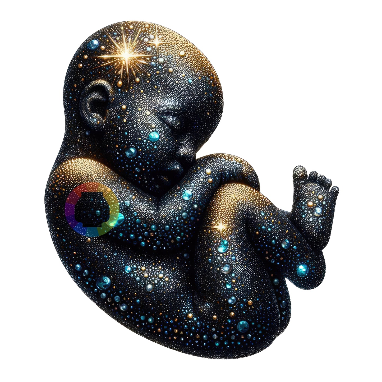 7 cm Zwart diamant fetus