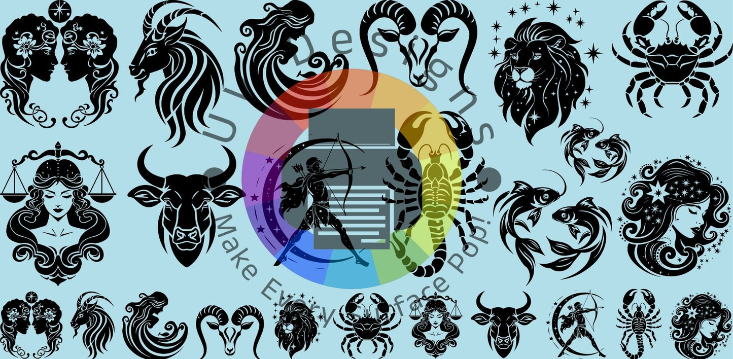 16oz Zodiac signs - black 4 cm