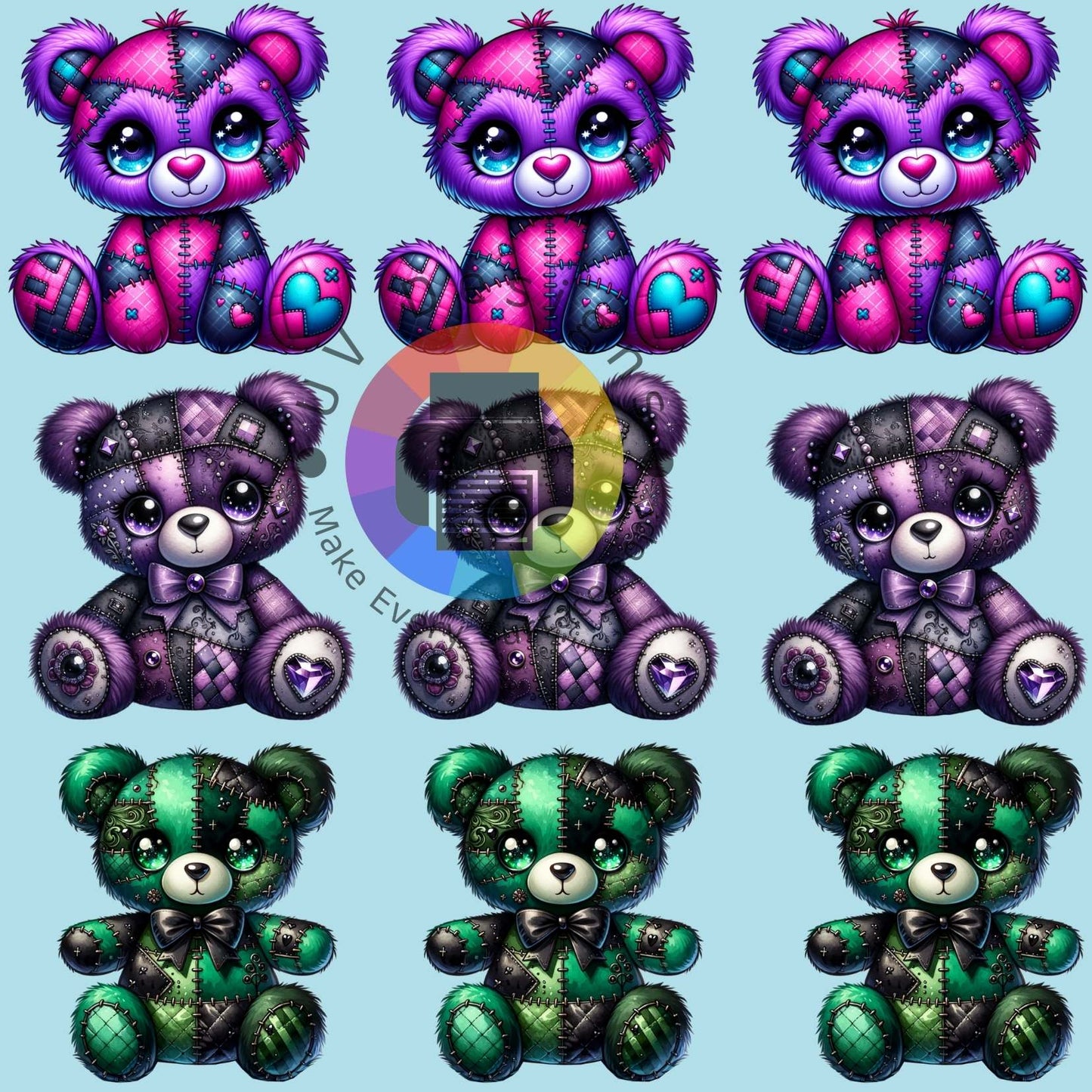 4 cm Gothic teddy bears nr 2