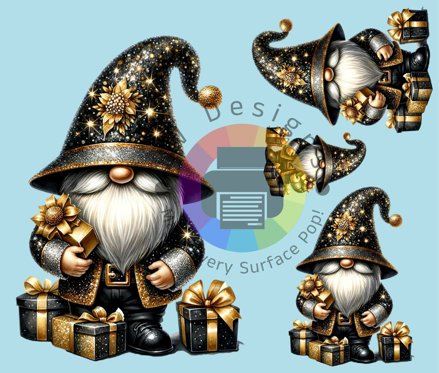 20oz Gold Black Christmas Gnome No. 2