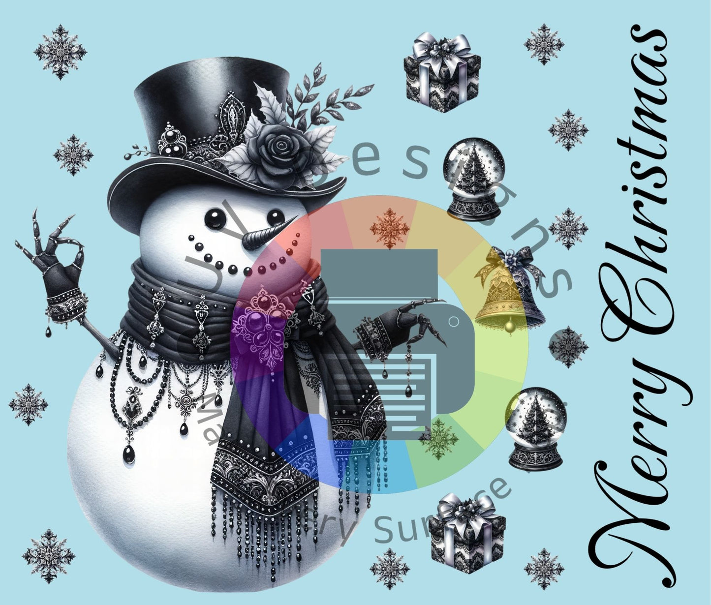 20oz Gothic Merry Christmas snowman ENG + FR
