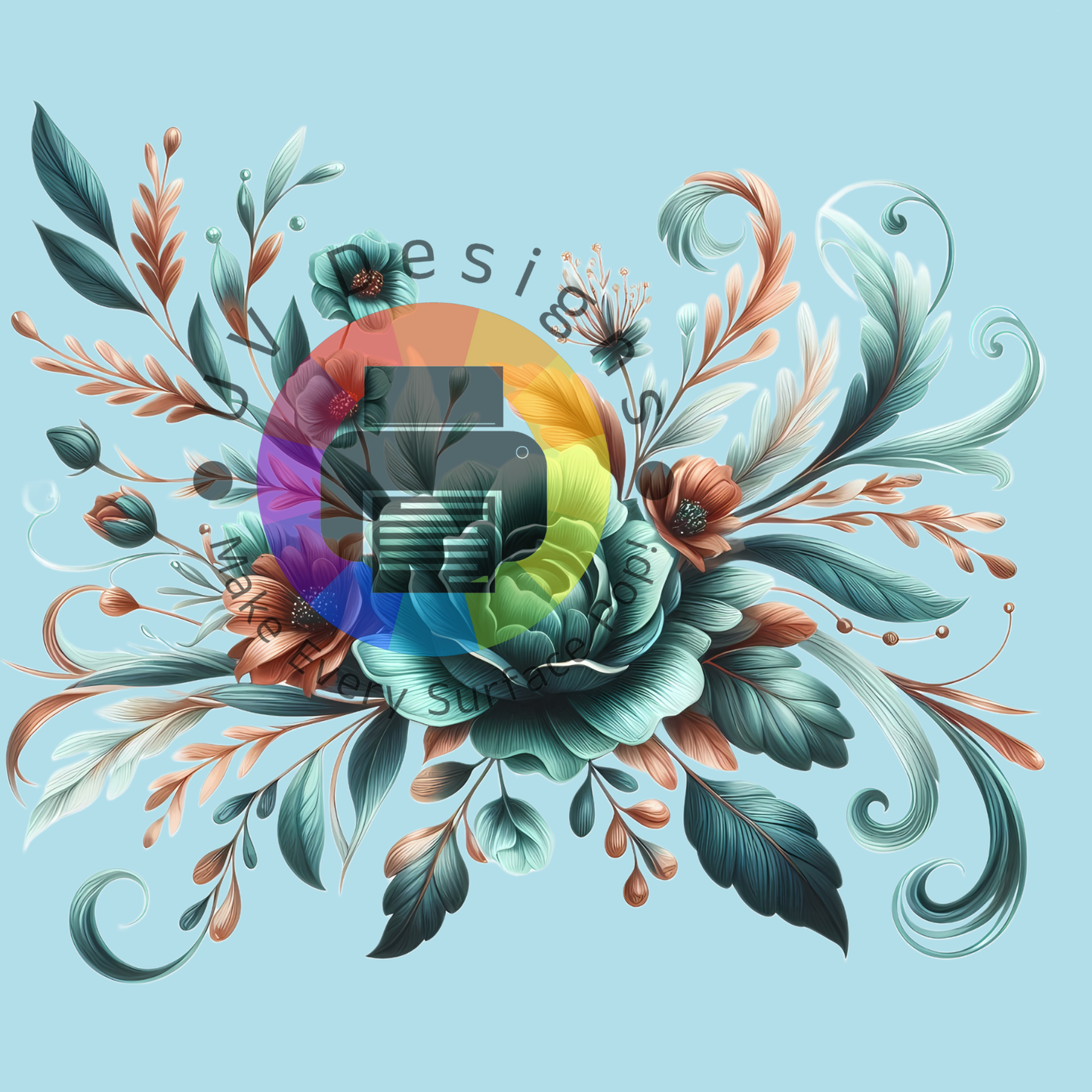 Groen - bruine bloemen set nr 8