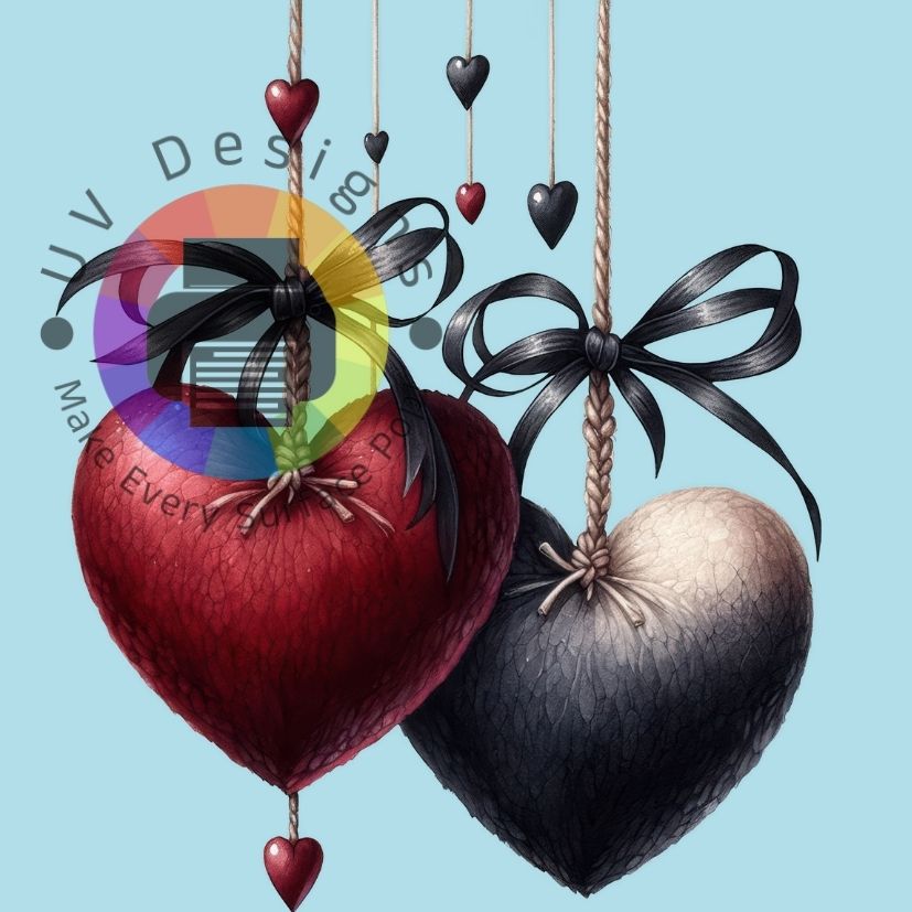 Rood - zwarte hart met touw